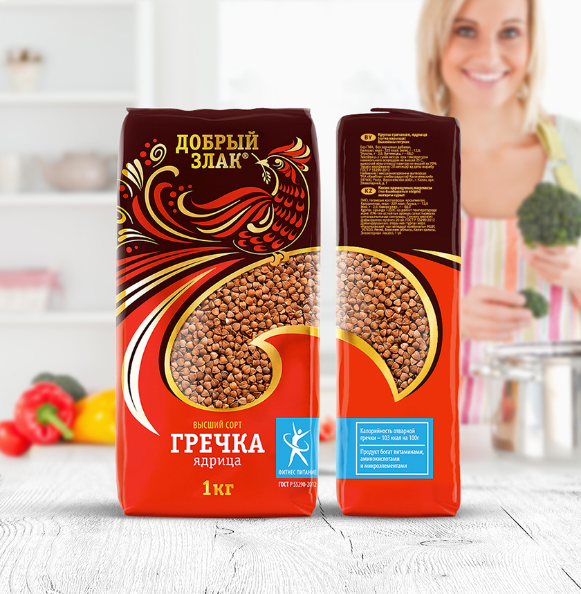 高檔蕎麥糧食包裝設(shè)計(jì)，主打孔雀圖案亮麗華美