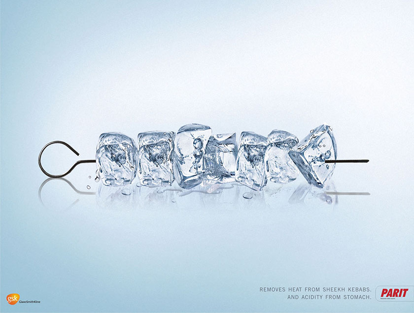 葛蘭素史克（GSK）胃藥廣告創(chuàng)意設計，冰凍食物熱量和胃痛