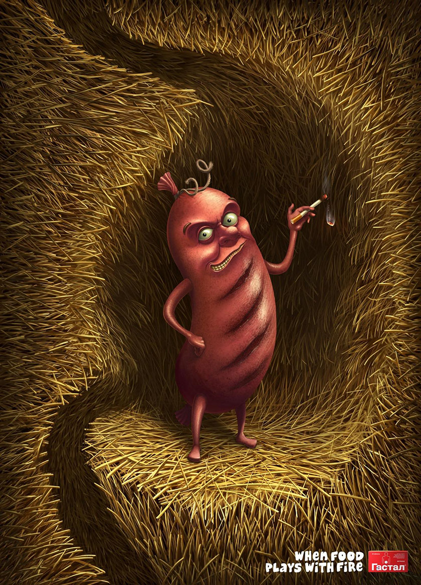 Gastal胃病藥品廣告設(shè)計: 食物在胃里放了一把火