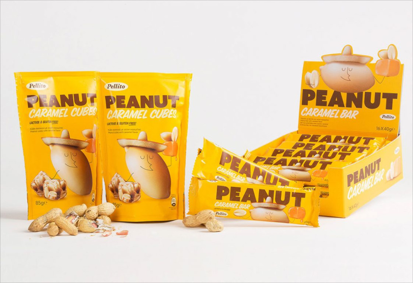 Pellito花生焦糖酒吧和盒子包裝設(shè)計
