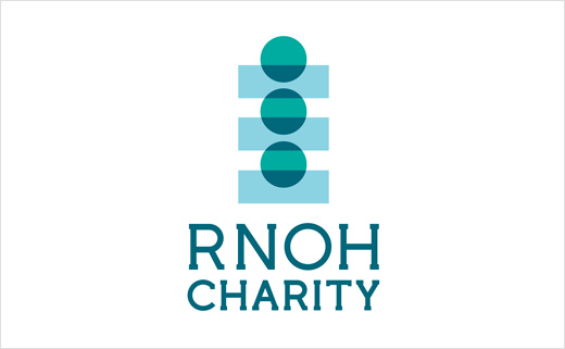 RNOH骨科慈善醫(yī)院品牌形象設計，logo設計猶如人體脊柱或落入籌款罐的硬幣