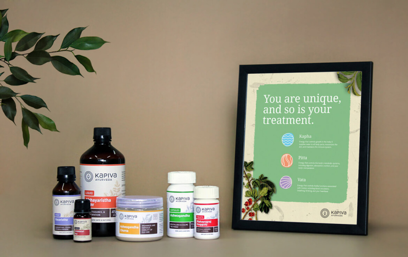 Kapiva藥品包裝設(shè)計(jì)，嚴(yán)謹(jǐn)?shù)纳珘K加植物插圖