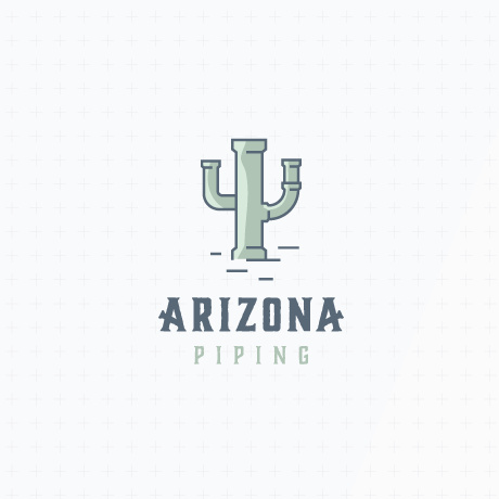 有趣的建筑標(biāo)志設(shè)計(jì)-繪制由管道制成的仙人掌與文本“亞利桑那州管道”