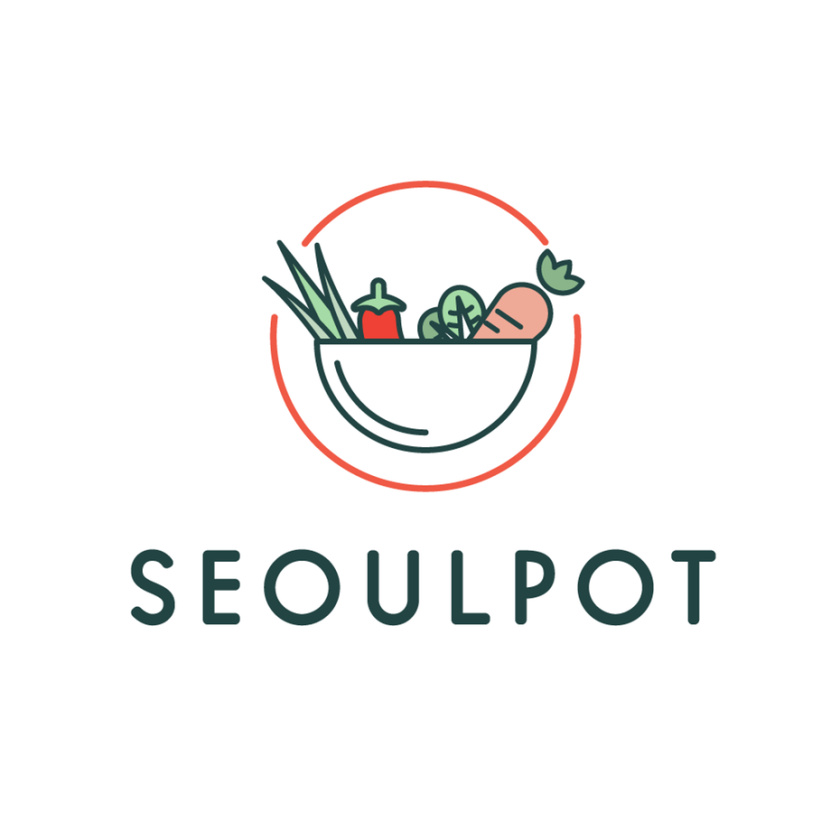 為企業(yè)活動制作的現(xiàn)代餐飲標志-用碗的線條藝術(shù)和蔬菜結(jié)合制作的商標