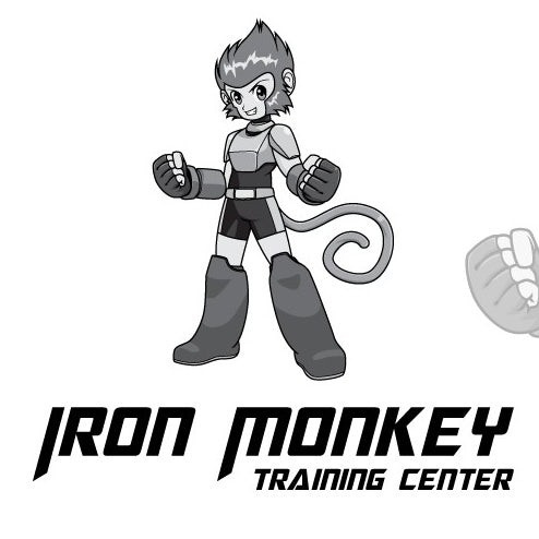 卡哇伊卡通風(fēng)格標(biāo)志設(shè)計(jì)-猴子機(jī)器人圖與文本“鐵猴訓(xùn)練中心”