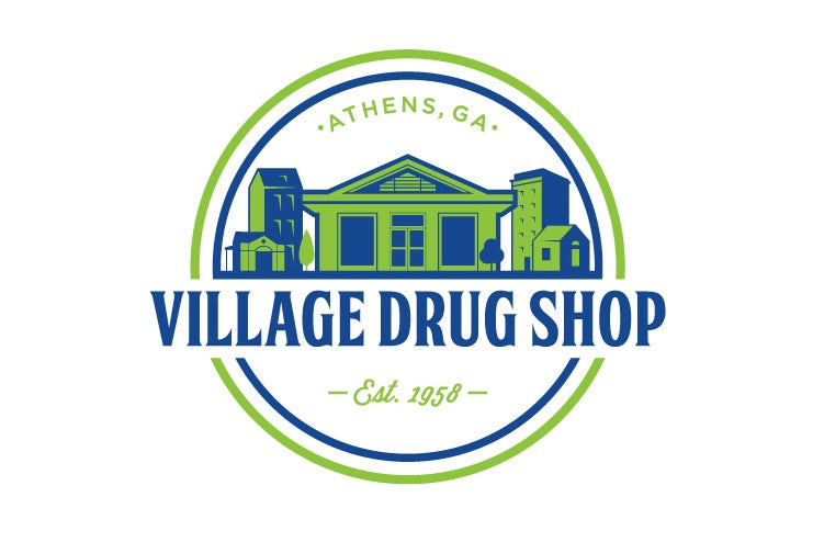 復古風格的藥房標識logo設計-Village Drug Shop標志