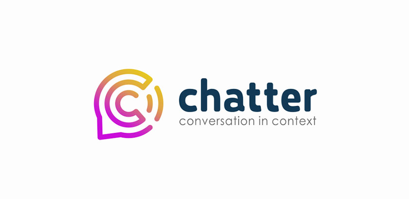 在講話泡泡中用字母“c”的圓形標(biāo)志設(shè)計(jì)