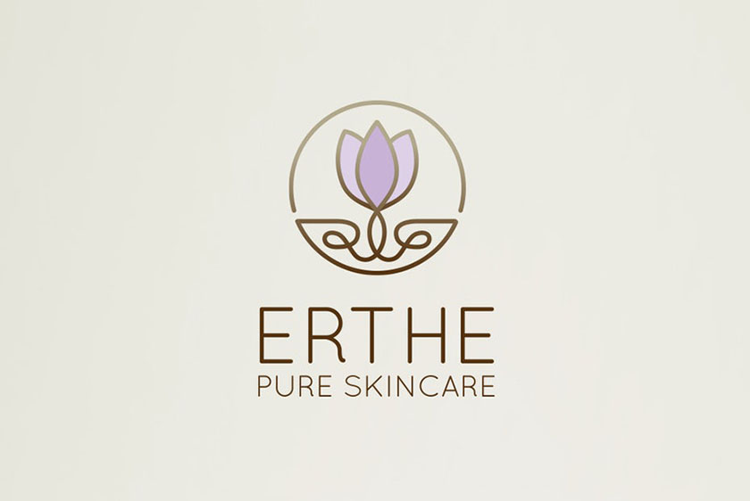 圓形徽標(biāo)顯示雙色紫色郁金香標(biāo)志設(shè)計(jì)