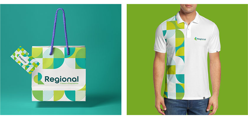 Regional house 房產(chǎn)中介品牌視覺形象vi設計，充滿活力的幾何色塊風格