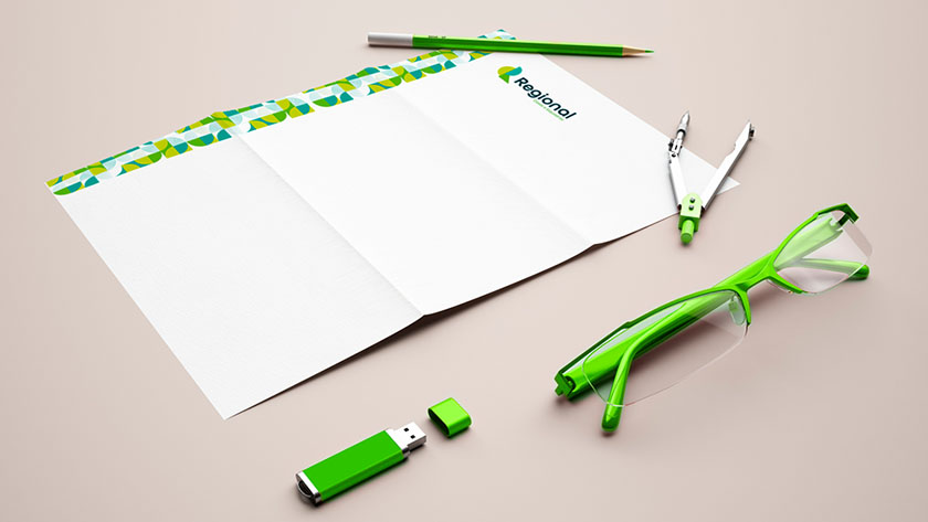 Regional house 房產(chǎn)中介品牌視覺形象vi設計，充滿活力的幾何色塊風格