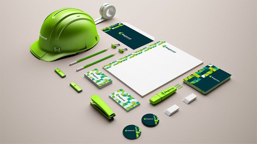 Regional house 房產(chǎn)中介品牌視覺形象vi設計，充滿活力的幾何色塊風格