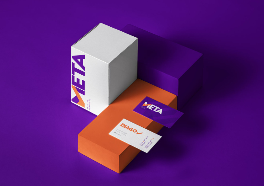 Meta品牌vi設(shè)計，充滿激情的橙色與紫色配色