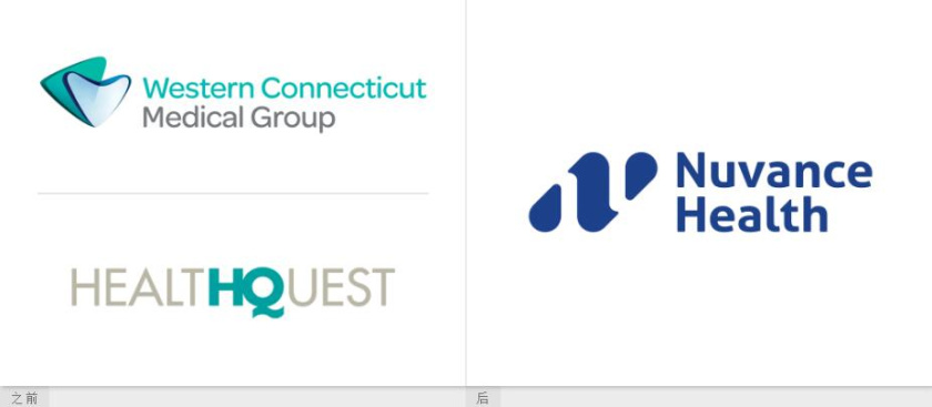 Nuvance Health醫(yī)療保健機構(gòu)新logo設計，字母NH+水滴元素