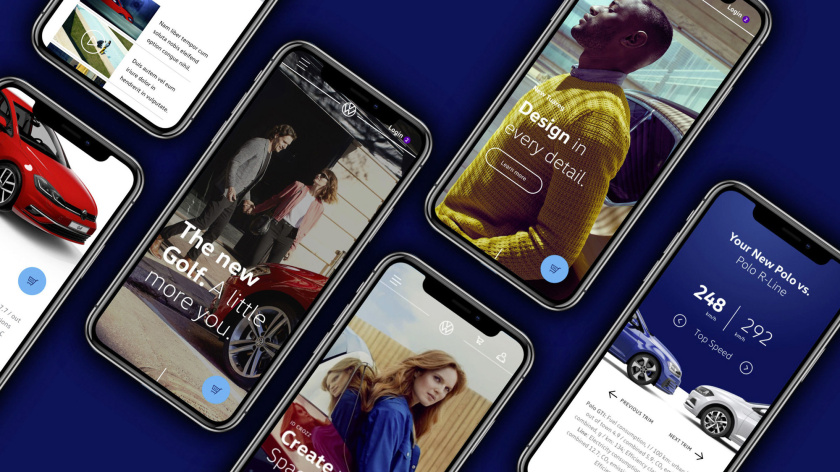 大眾汽車扁平簡(jiǎn)約風(fēng)新logo設(shè)計(jì)+”移動(dòng)線框“輔助視覺識(shí)別元素