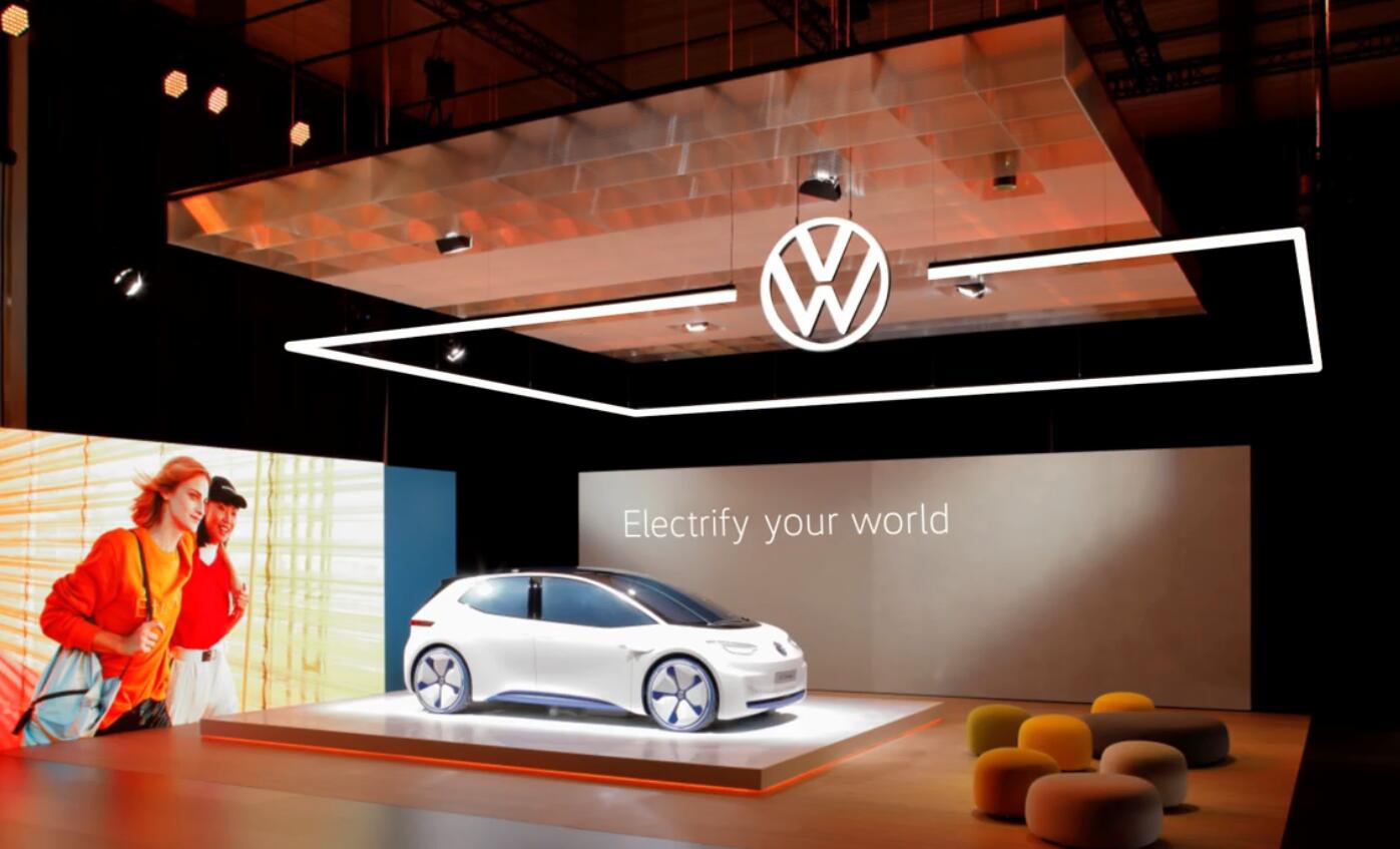 大眾汽車扁平簡(jiǎn)約風(fēng)新logo設(shè)計(jì)+”移動(dòng)線框“輔助視覺識(shí)別元素