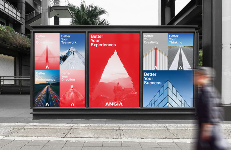 ANGIA房地產(chǎn)投資公司logo/VI設(shè)計(jì)，源自建筑的向上運(yùn)動(dòng)風(fēng)格