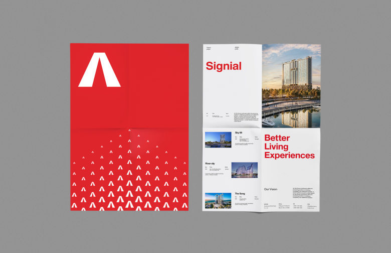 ANGIA房地產(chǎn)投資公司logo/VI設(shè)計(jì)，源自建筑的向上運(yùn)動(dòng)風(fēng)格