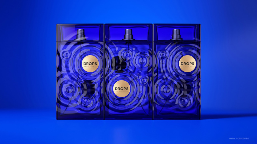 夢幻的DROPS香水包裝設(shè)計和水波蕩漾的藍(lán)色香水瓶形設(shè)計