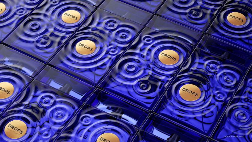 夢幻的DROPS香水包裝設(shè)計和水波蕩漾的藍(lán)色香水瓶形設(shè)計