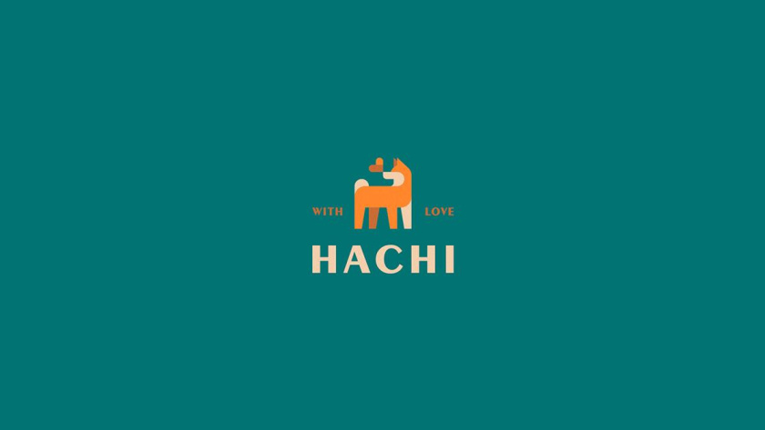 Hachi 咖啡店logo設(shè)計(jì)”矢量狗狗圖形