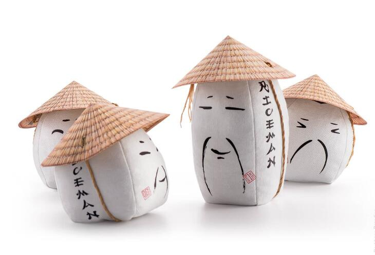 RICEMAN日式大米包裝設(shè)計(jì)，斗笠帽子麻布農(nóng)民造型