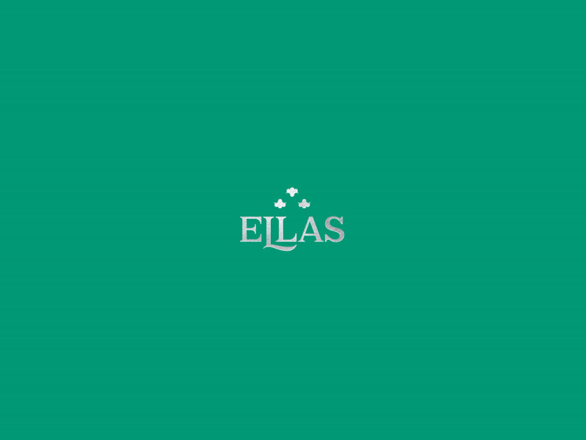 ELLAS珠寶品牌logo設計與品牌vi形象設計,三個花朵徽章 ELLAS珠寶品牌logo設計與品牌vi形象設計,三個花朵徽章