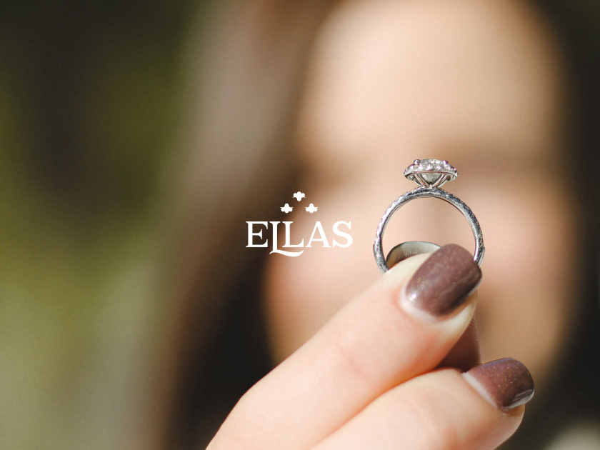 ELLAS珠寶品牌logo設計與品牌vi形象設計,三個花朵徽章 ELLAS珠寶品牌logo設計與品牌vi形象設計,三個花朵徽章