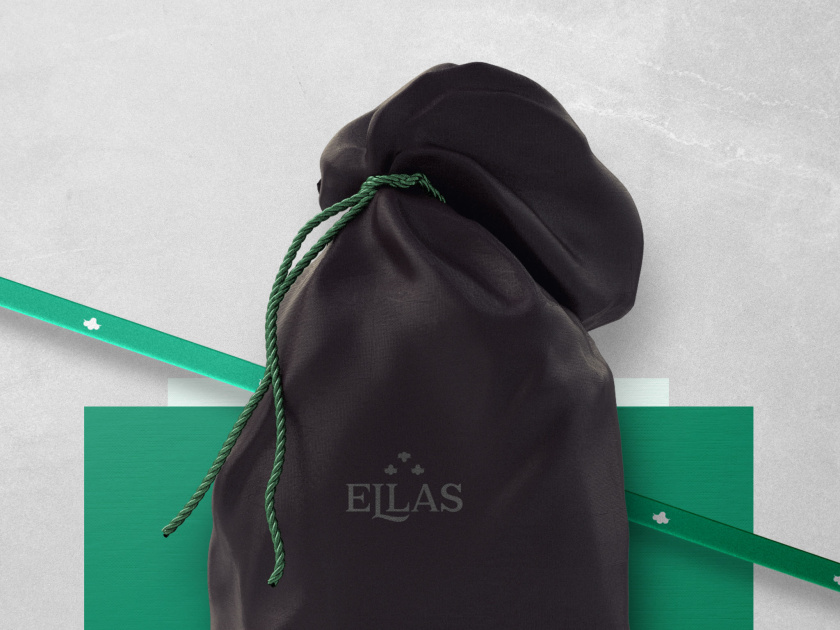 ELLAS珠寶品牌logo設計與品牌vi形象設計,三個花朵徽章 ELLAS珠寶品牌logo設計與品牌vi形象設計,三個花朵徽章