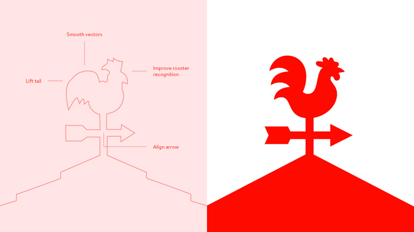 Casey便利店與比薩連鎖店logo設(shè)計品牌形象vi設(shè)計，公雞風(fēng)標+房屋谷倉造型