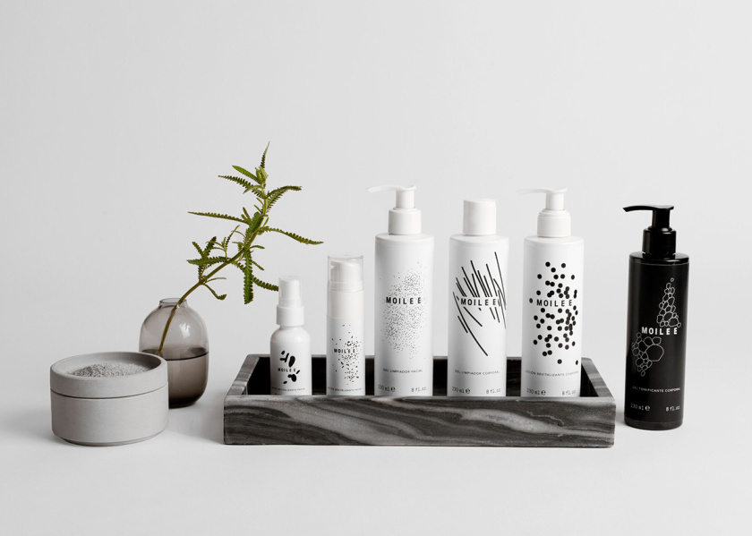 Moilee 化妝護(hù)膚品品牌命名與包裝設(shè)計，描繪皮膚細(xì)胞分子視圖