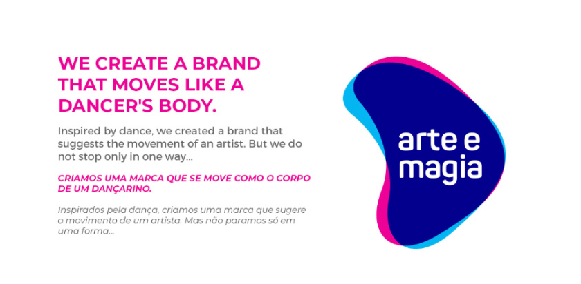 Arte e Magia兒童青少年舞蹈教育機構(gòu)品牌vi視覺形象設(shè)計，彎曲漸變色塊的疊加