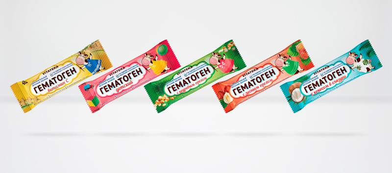 HEMATOGENUM 牛奶糖巧克力包裝設(shè)計，擬人化奶牛插畫設(shè)計