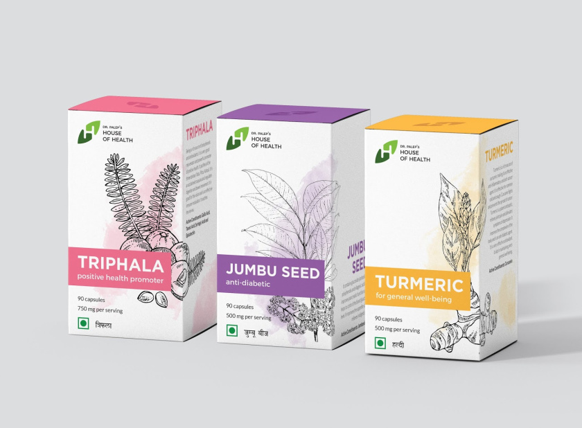 Palep博士健康之家草本保健藥品包裝設(shè)計(jì)，采用鉛筆手繪草藥圖案