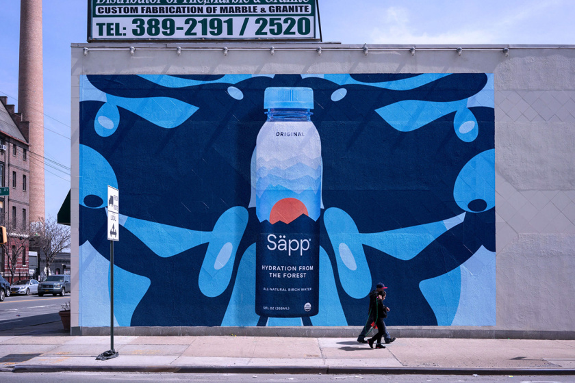 S?pp薩普純天然樺樹瓶裝飲用水包裝設計，分層漸變色塊設計