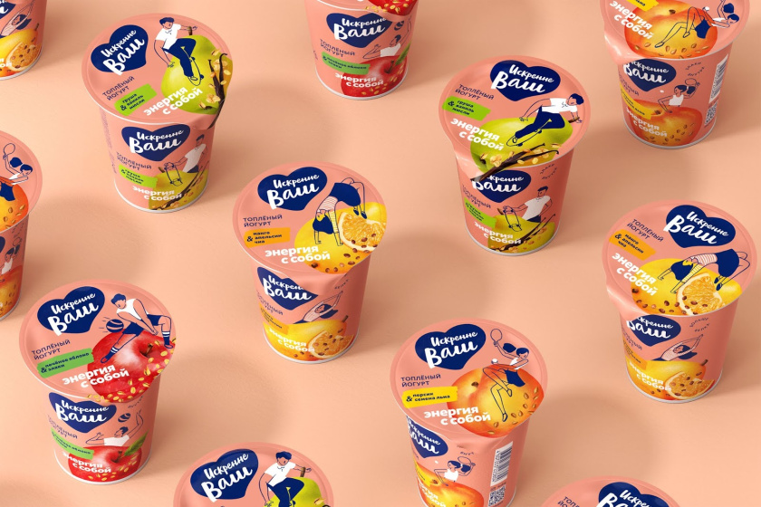 Truly Yours 酸奶包裝設(shè)計(jì)，人物與水果虛實(shí)結(jié)合的插畫(huà)設(shè)計(jì)手法