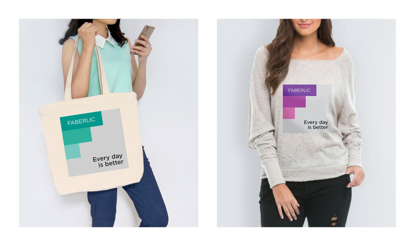 Faberlic 營養(yǎng)補充劑包裝設(shè)計，類似臺階的F字母符號，加銀色效果