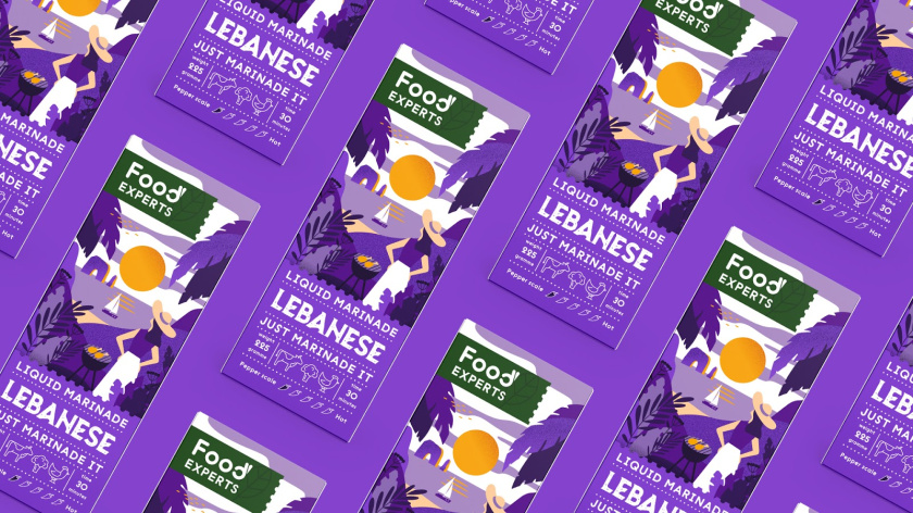 液體腌料調(diào)味品食品包裝設(shè)計，色彩鮮艷的女孩戶外燒烤插畫設(shè)計