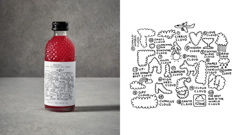 云之上雞尾酒凹凸瓶型設(shè)計與完全手繪風(fēng)格的包裝標(biāo)簽設(shè)計 云之上雞尾酒凹凸瓶型設(shè)計與完全手繪風(fēng)格的包裝標(biāo)簽設(shè)計