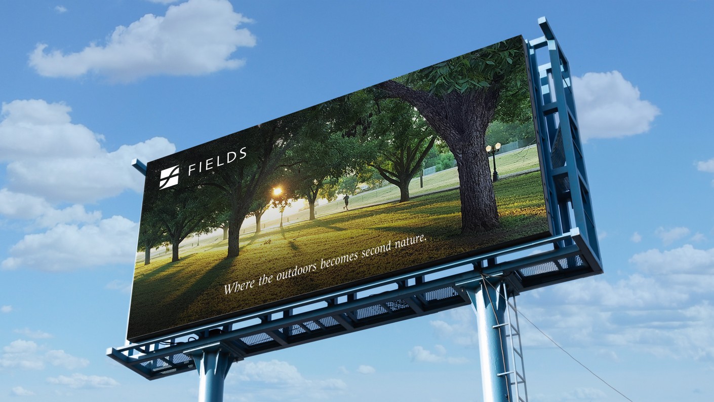 Fields菲爾茲莊園社區(qū)住宅地產(chǎn)logo設(shè)計,彎曲“F”表示河流和干道的交叉 Fields菲爾茲莊園社區(qū)住宅地產(chǎn)logo設(shè)計,彎曲“F”表示河流和干道的交叉