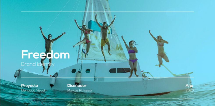 Freedom 旅游公司logo設(shè)計(jì)vi設(shè)計(jì)，輕快的淺藍(lán)色風(fēng)格