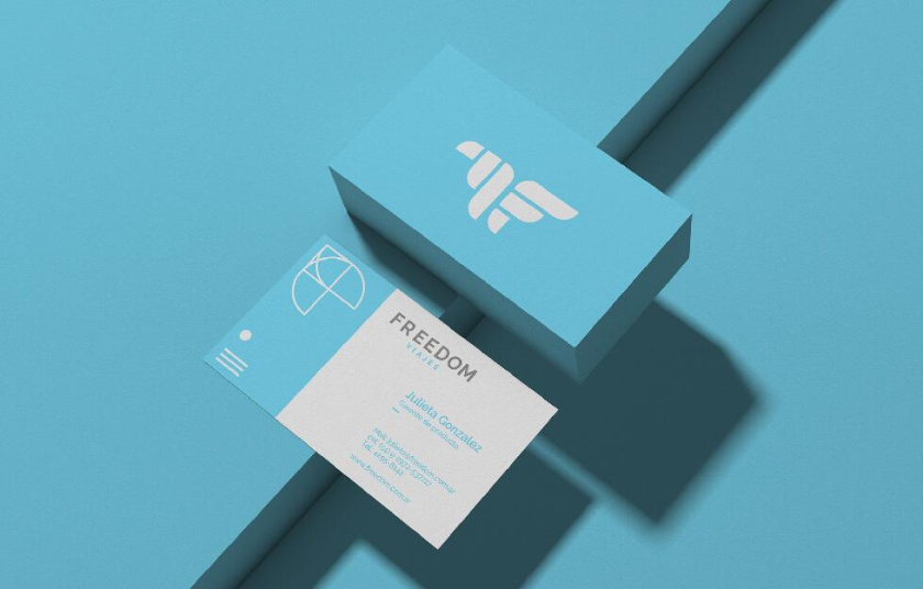 Freedom 旅游公司logo設計vi設計，輕快的淺藍色風格
