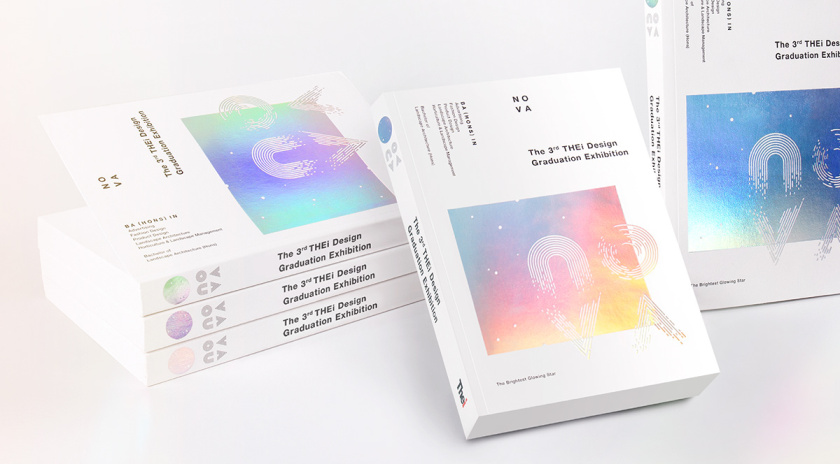 NOVA諾瓦-泰伊設(shè)計畢業(yè)展項目畫冊設(shè)計，全息箔漸變色印刷效果