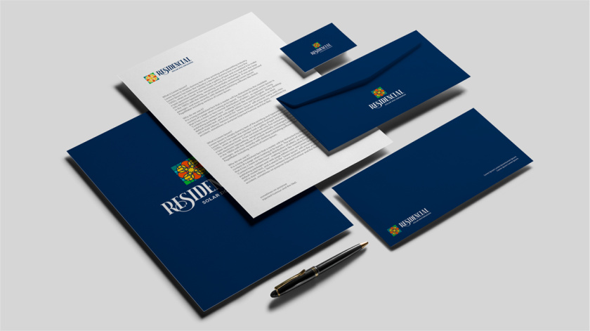 Residencial高端住宅地產(chǎn)logo設(shè)計(jì)vi設(shè)計(jì)，教堂+太陽(yáng)+想日款+馬賽克元素