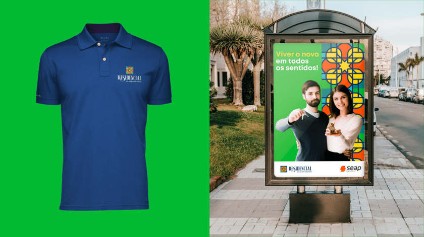 Residencial高端住宅地產(chǎn)logo設(shè)計(jì)vi設(shè)計(jì)，教堂+太陽(yáng)+想日款+馬賽克元素