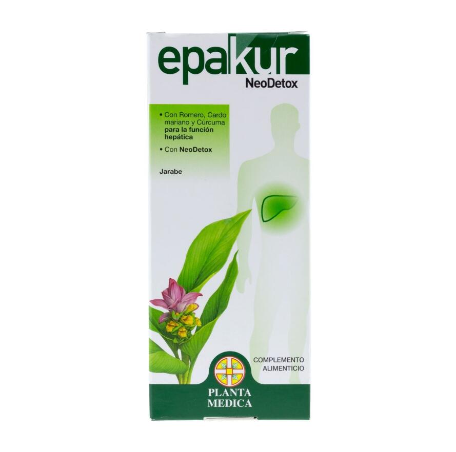 Epakur 肝功能清潔糖漿藥品包裝設計，手繪水彩草本植物插畫與人體風格