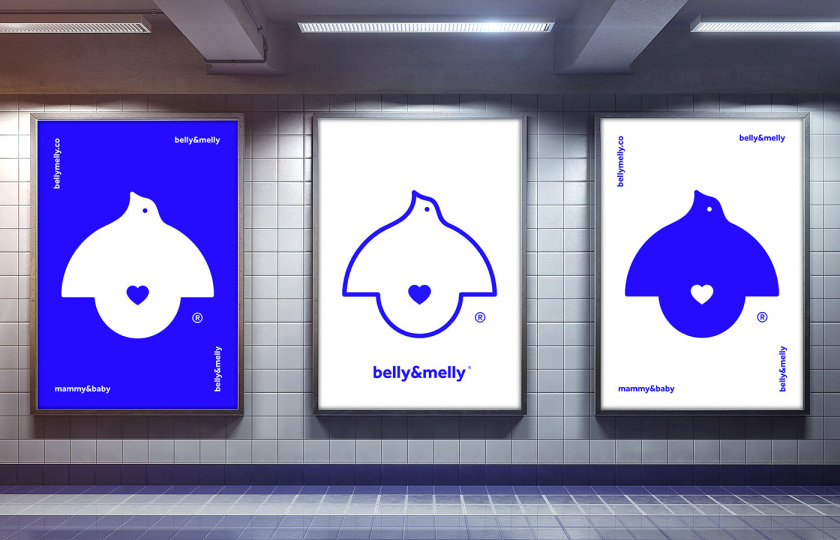 belly&melly 母嬰用品品牌logo設(shè)計(jì)vi設(shè)計(jì)，小鳥(niǎo)+燈泡+心形