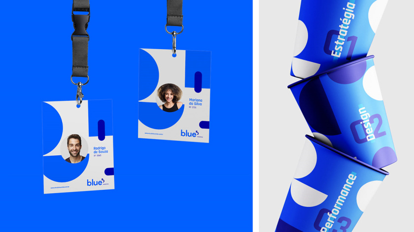 Blue 5 Solutions 科技公司企業(yè)品牌形象vi設(shè)計(jì),,幾何同色系藍(lán)色色塊輔助圖形