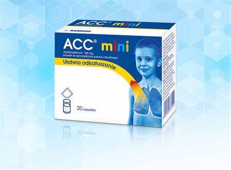 ACC抗支氣管炎藥品盒包裝設(shè)計(jì)，兒童真人照片疊加肺部支氣管圖形