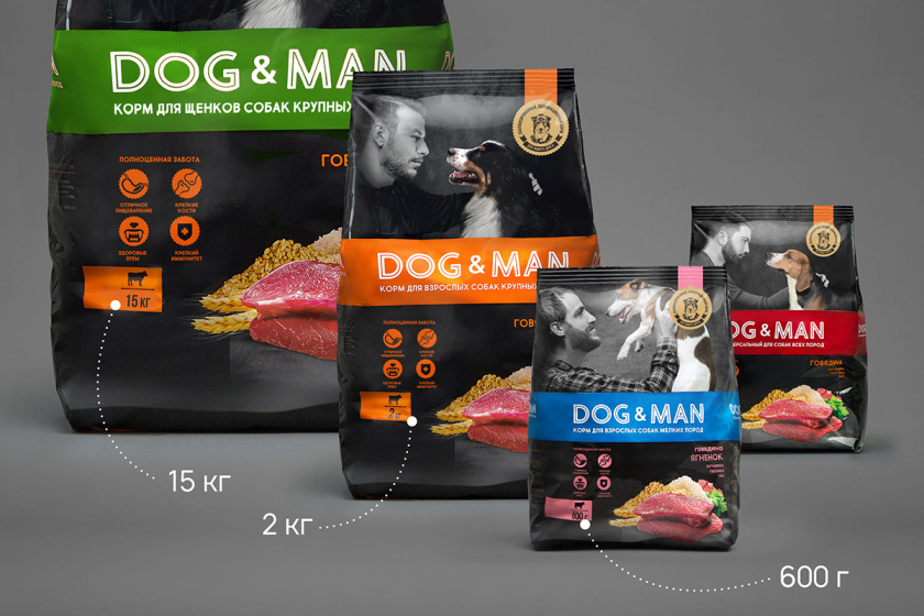 DOG&MAN 狗糧寵物食品包裝設(shè)計(jì)，男人與狗的親密照片