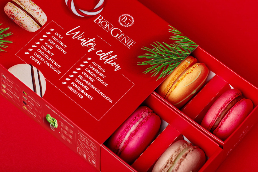 BonGenie馬卡龍糕點(diǎn)節(jié)日禮品裝食品包裝設(shè)計(jì),喜慶紅色+糕點(diǎn)照片 BonGenie馬卡龍糕點(diǎn)節(jié)日禮品裝食品包裝設(shè)計(jì),喜慶紅色+糕點(diǎn)照片